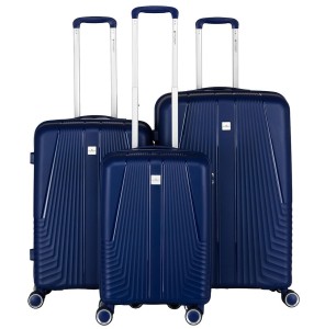 Zestaw walizek podróżnych z trwałego tworzywa ABS w granatowym kolorze – Peterson
