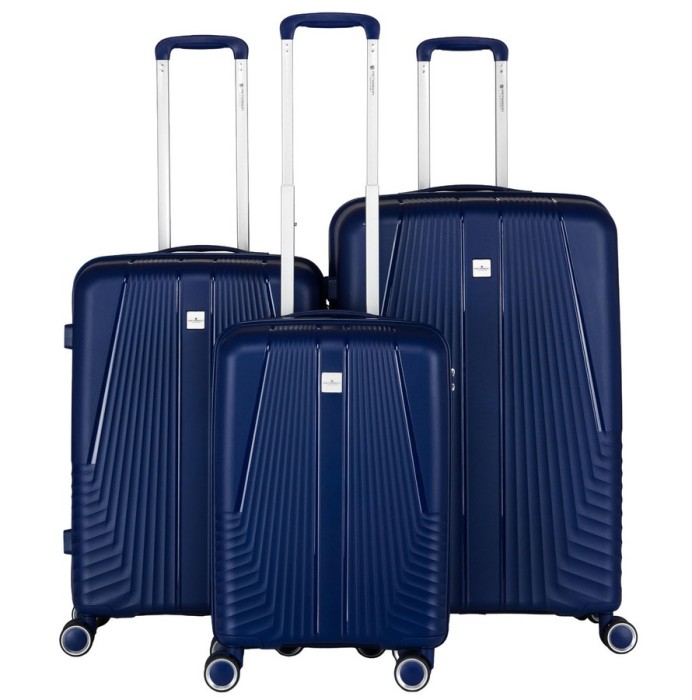 Zestaw walizek podróżnych z trwałego tworzywa ABS w granatowym kolorze – Peterson