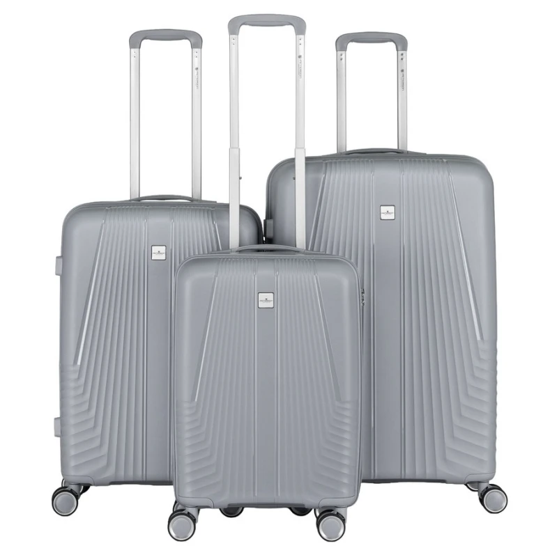 Zestaw walizek podróżnych Peterson z trwałego tworzywa ABS w eleganckim szarym kolorze