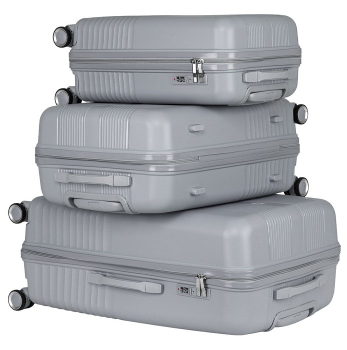 Zestaw walizek podróżnych Peterson z trwałego tworzywa ABS w eleganckim szarym kolorze