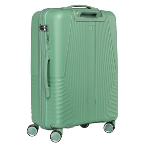 Zielona średnia walizka podróżna Peterson z teleskopowym uchwytem i obrotowymi kółkami – lekka i trwała walizka na kółkach