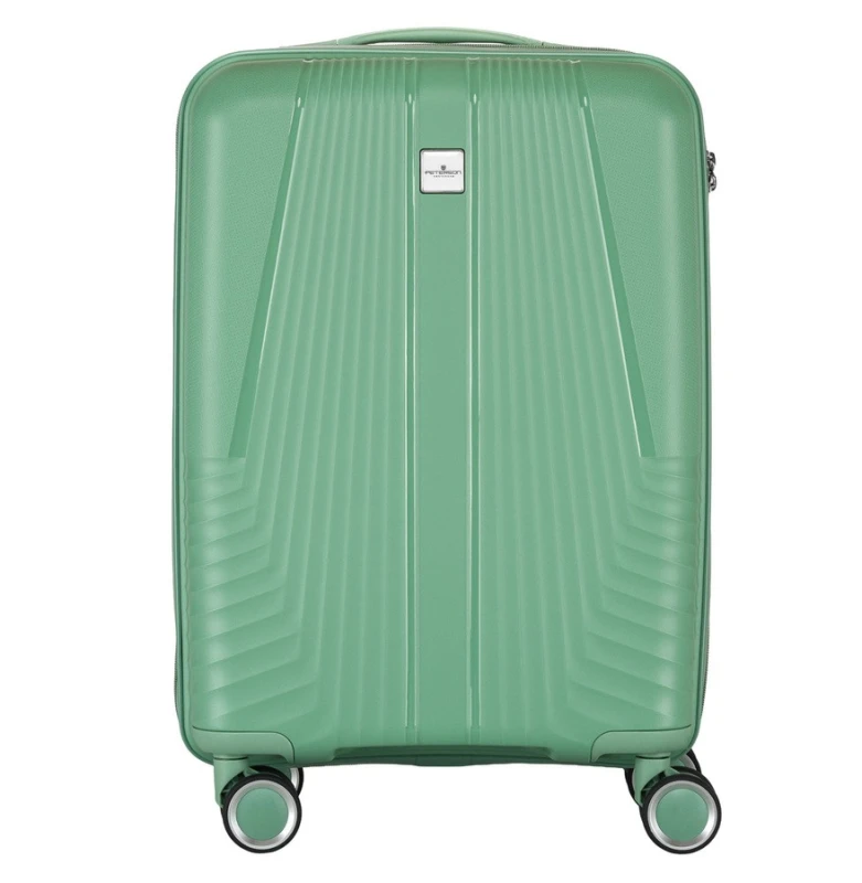 Zielona średnia walizka podróżna Peterson z teleskopowym uchwytem i obrotowymi kółkami – lekka i trwała walizka na kółkach