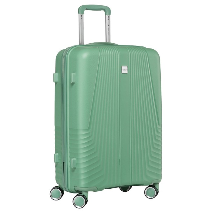 Duża zielona walizka podróżna Peterson z wodoodporną skorupą i teleskopowym uchwytem – pojemna walizka na kółkach