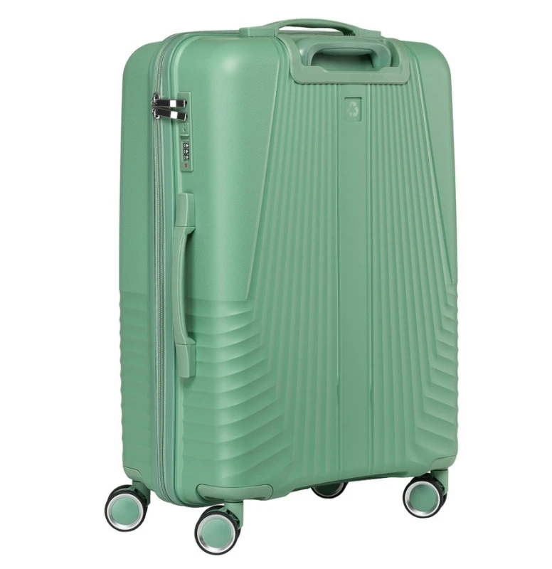 Duża podróżna walizka w zielonym kolorze z wodoodporną skorupą - Peterson