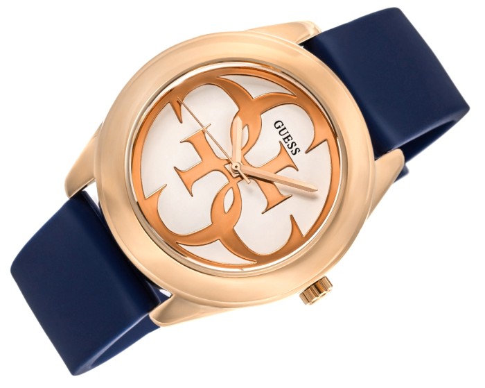 „Zegarek damski Guess Twist W0911L6 pasek silikonowy granatowy bok koperty”