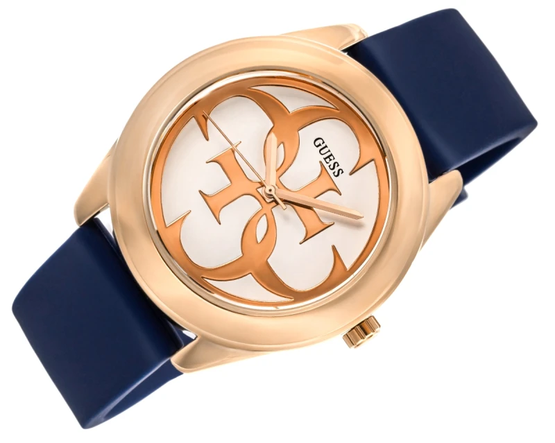 „Zegarek damski Guess Twist W0911L6 pasek silikonowy granatowy bok koperty”