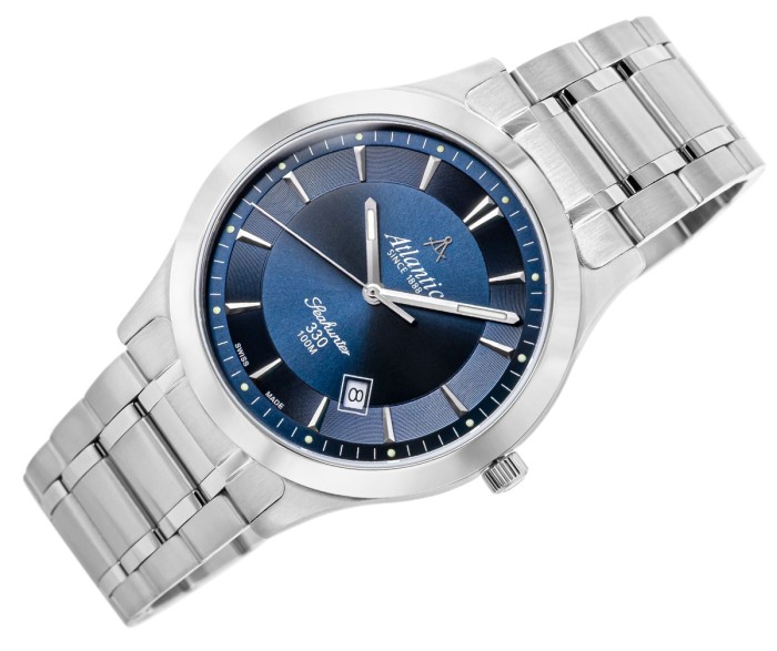 "Atlantic Seahunter 71365.41.51 profil zegarka, grubość 9 mm, elegancki męski czasomierz"