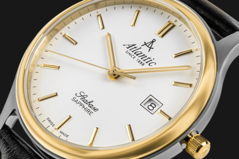 „zegarek męski Atlantic Seabase 60343.43.11 logo Swiss Made na tarczy”