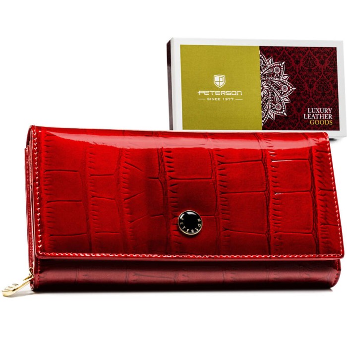 elegancki portfel damski Peterson z poziomym zapięciem na zatrzask