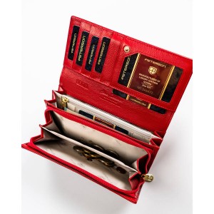 podwójna kieszeń na monety w czerwonym portfelu Peterson z zamkiem