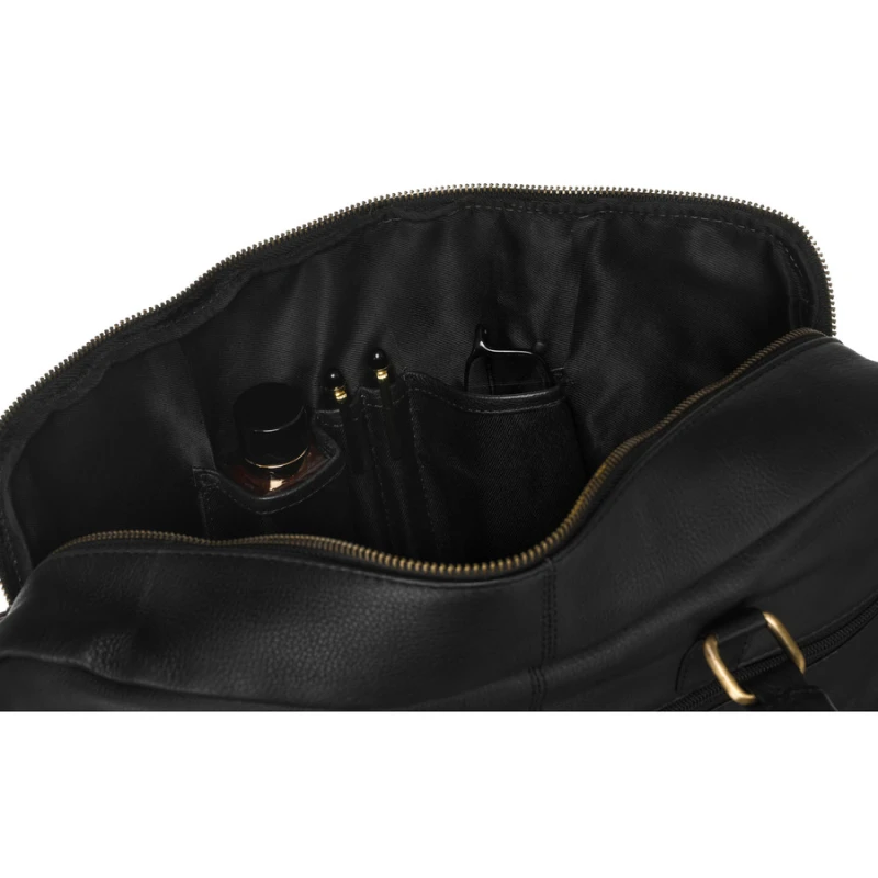 Męska torba na laptopa ze skóry naturalnej w czarnym kolorze - Peterson