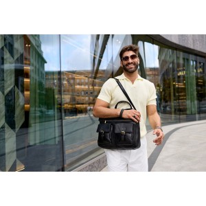 Torba na laptopa 13,3 cala Peterson z kieszeniami i złotymi okuciami