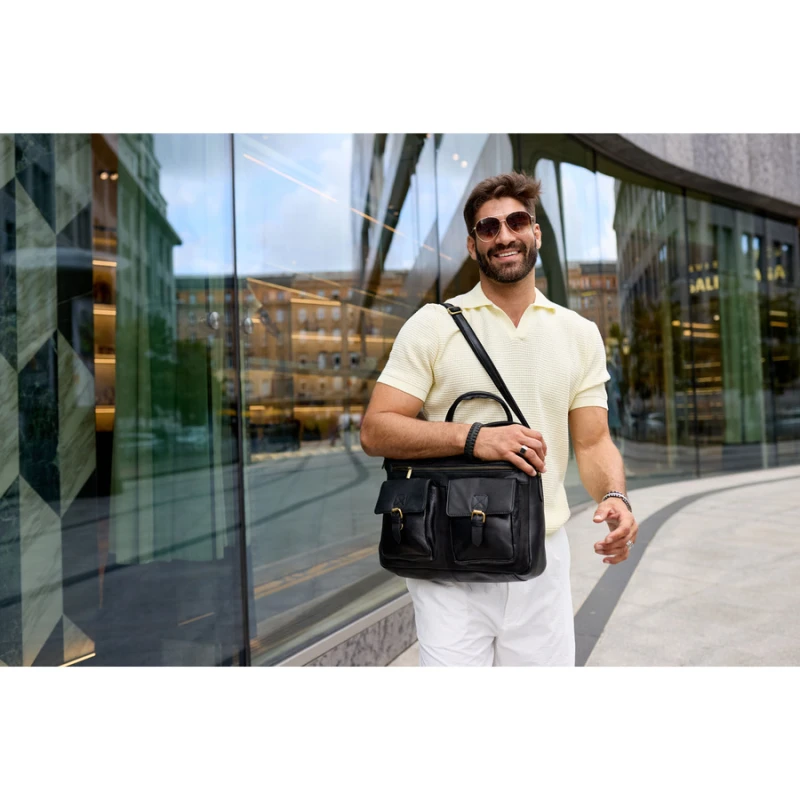 Torba na laptopa 13,3 cala Peterson z kieszeniami i złotymi okuciami