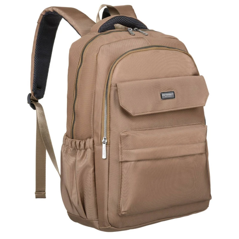 Plecak kabinowy Peterson – widok z przodu, pokazujący pojemną komorę główną i elegancki beżowy design.