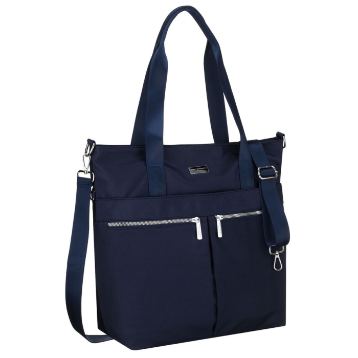 Granatowa shopperka damska Peterson z poliestru – widok z przodu