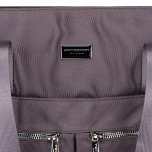 Jednokomorowa shopperka damska z poliestru w szarym kolorze wyposażona w dopinany, regulowany pasek - Peterson