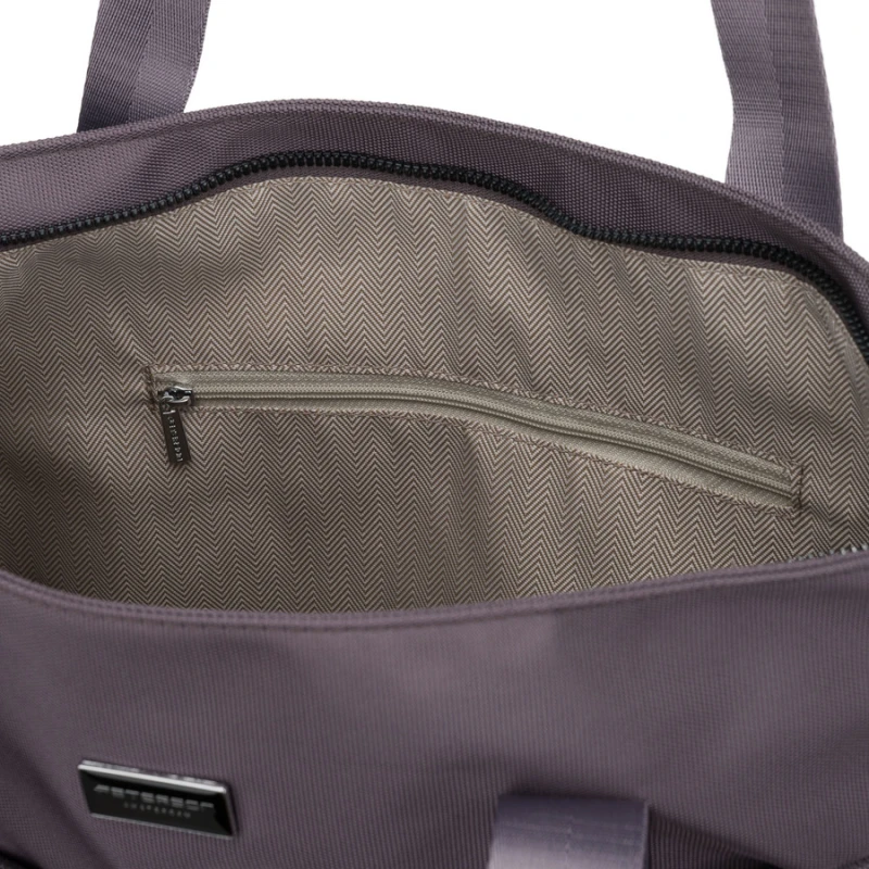 Jednokomorowa shopperka damska z poliestru w szarym kolorze wyposażona w dopinany, regulowany pasek - Peterson