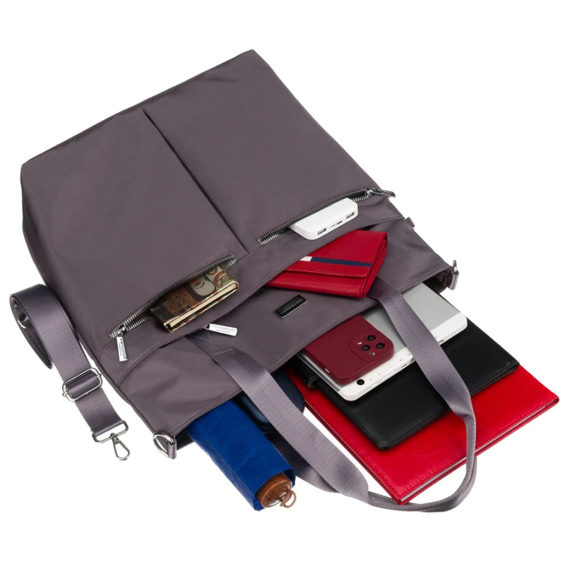 Duża torba Peterson szary poliester - widok boczny