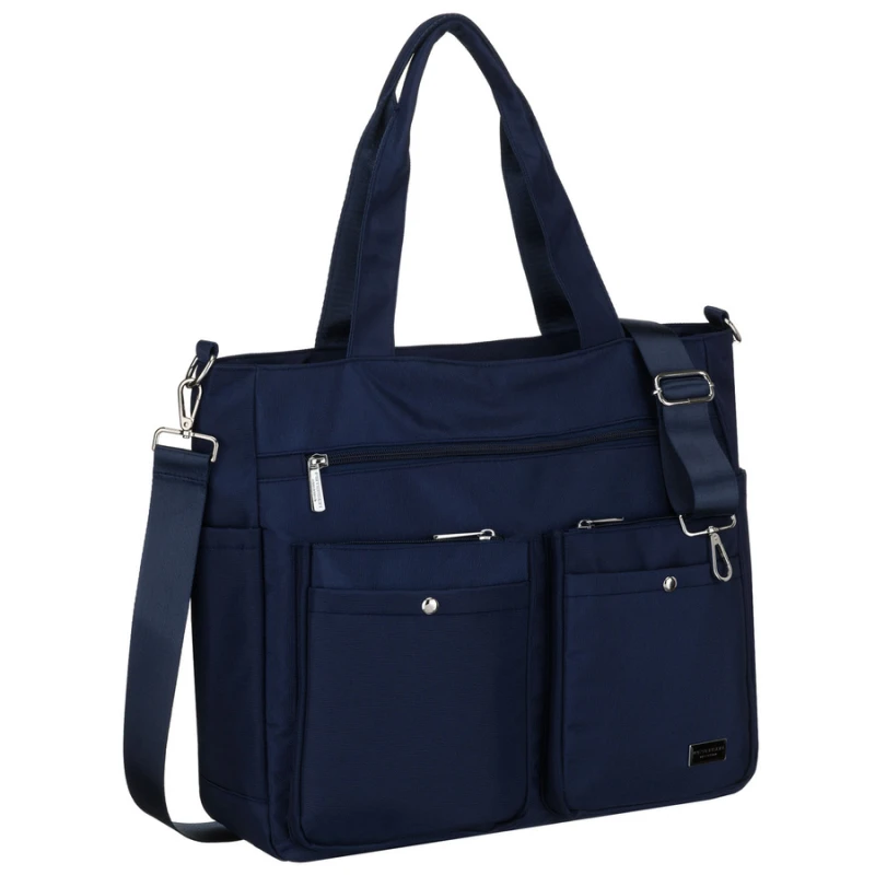 Granatowa torba damska Peterson – front z zamkiem