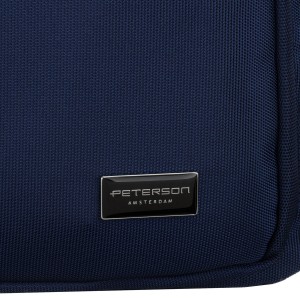 Pojemna torba damska zprzegrodą na laptopa wykonana z poliestru w granatowym kolorze - Peterson
