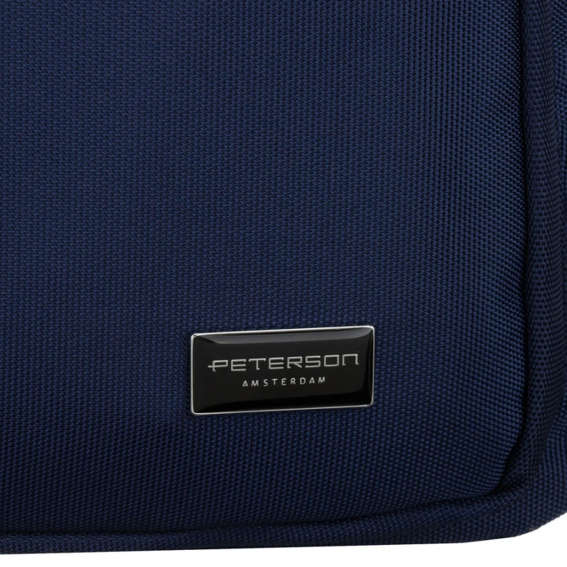 Pojemna torba damska zprzegrodą na laptopa wykonana z poliestru w granatowym kolorze - Peterson