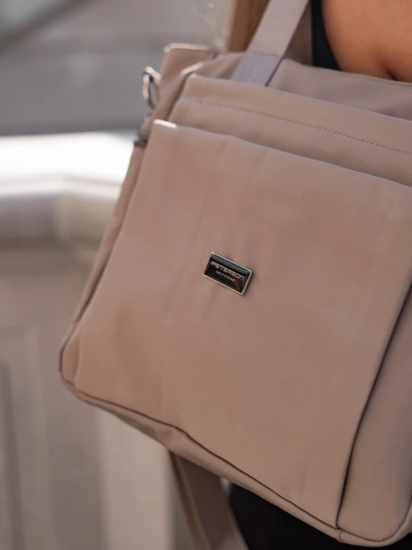 Torebka shopper z paskiem na ramię beżowa - Peterson