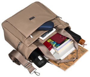 Torebka shopper z paskiem na ramię beżowa - Peterson