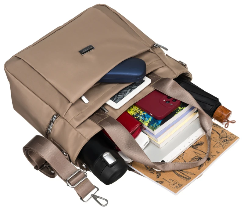 Torebka shopper z paskiem na ramię beżowa - Peterson