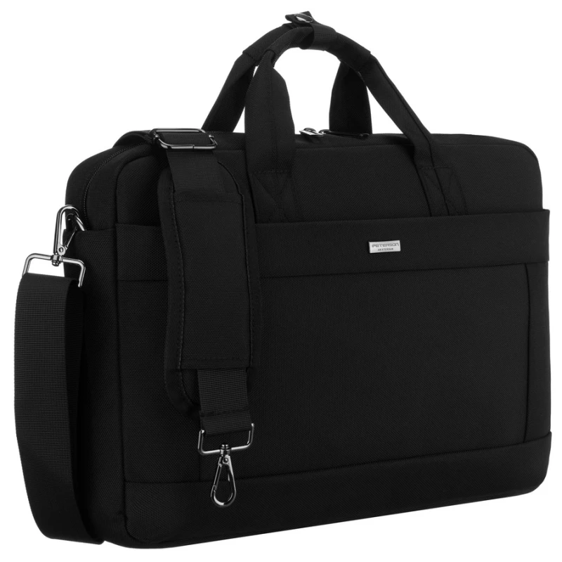 "Męska torba na laptopa Peterson czarna – widok frontowy, elegancki i nowoczesny design"