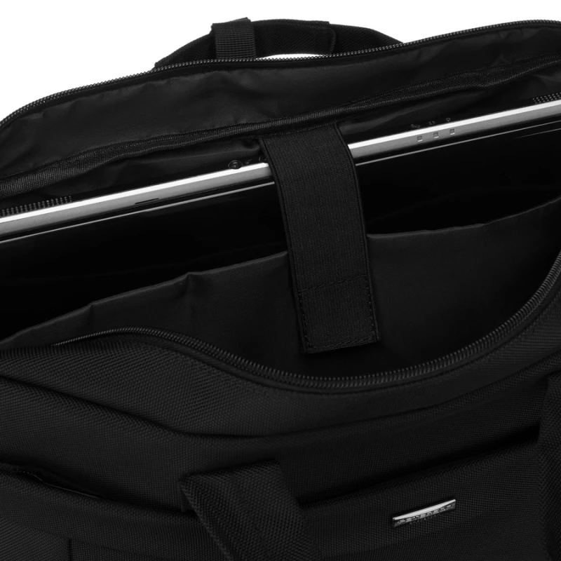Męska torba na laptopa z wytrzymałej cordury w czarnym kolorze, zamykana suwakiem - Peterson