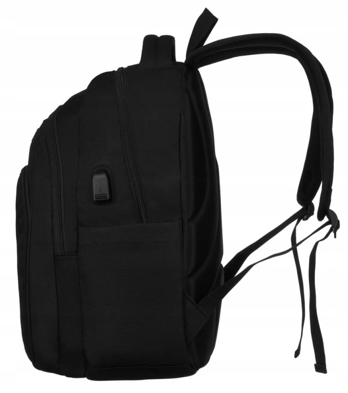 Plecak szkolny w kolorze czarnym z portem USB - Peterson