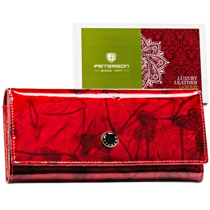 Czerwony portfel damski Peterson w motyle – widok frontu, Niua.pl