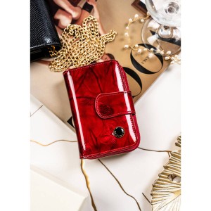 Portfel damski z ochroną RFID czerwony na karty - Peterson