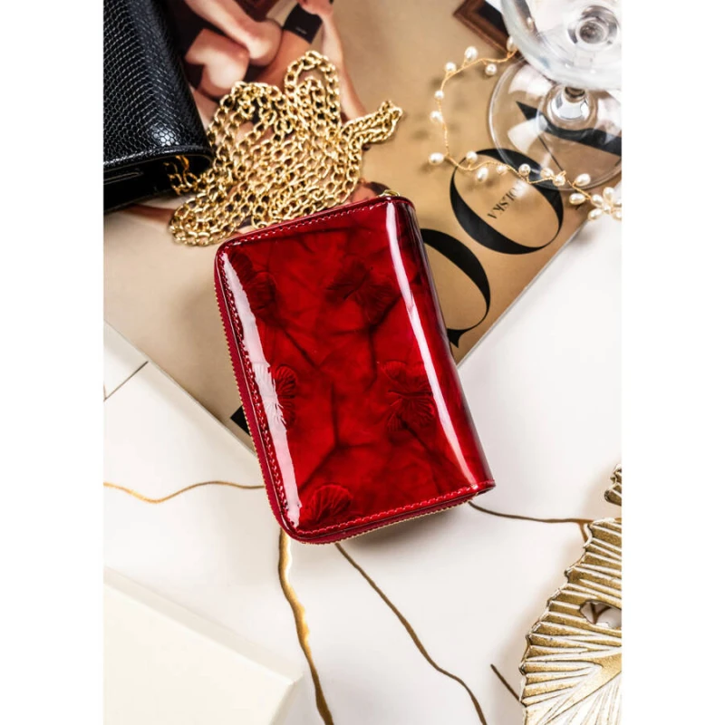 Portfel damski z ochroną RFID czerwony na karty - Peterson