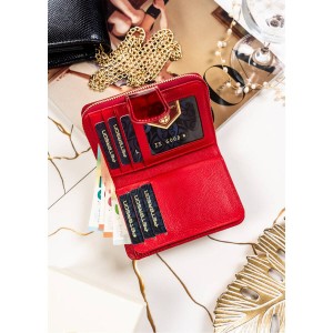 Portfel damski z ochroną RFID czerwony na karty - Peterson