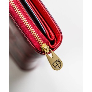 Portfel damski z ochroną RFID czerwony na karty - Peterson
