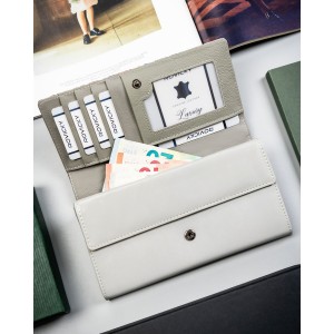 Skórzany, wielokolorowy portfel damski w kwiaty, wyposażony w system RFID - 4U Cavaldi