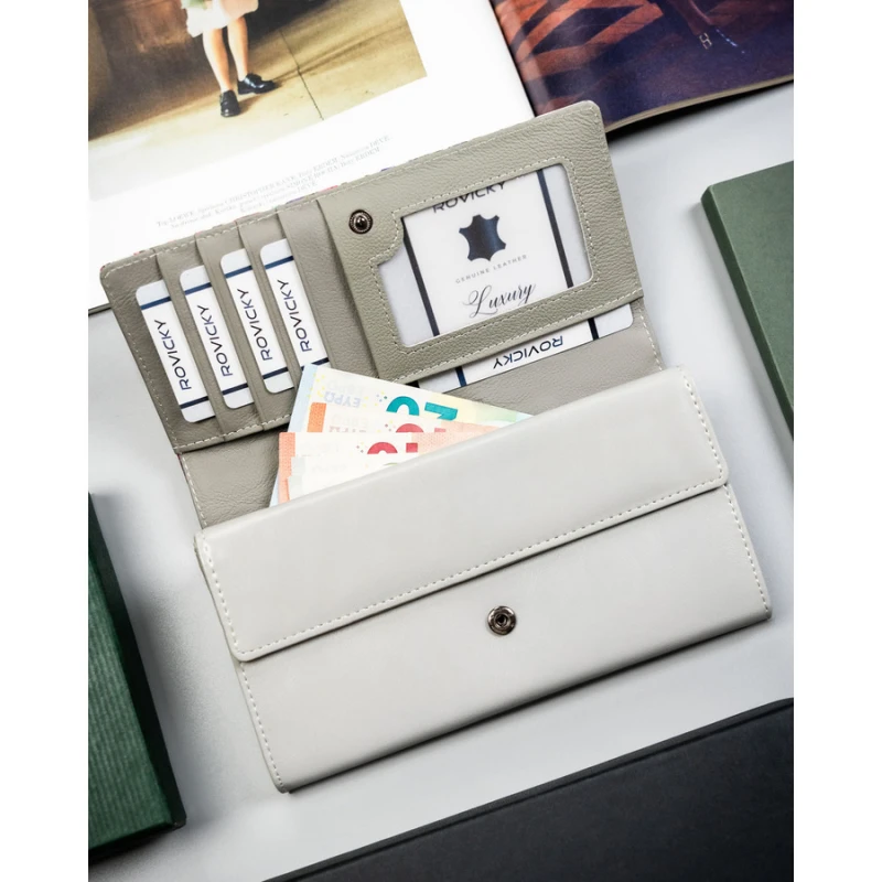Skórzany, wielokolorowy portfel damski w kwiaty, wyposażony w system RFID - 4U Cavaldi