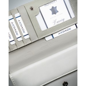 Skórzany, wielokolorowy portfel damski w kwiaty, wyposażony w system RFID - 4U Cavaldi