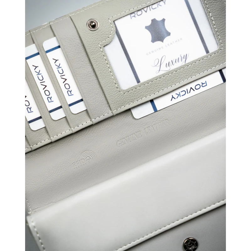 Skórzany, wielokolorowy portfel damski w kwiaty, wyposażony w system RFID - 4U Cavaldi