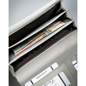 Skórzany, wielokolorowy portfel damski w kwiaty, wyposażony w system RFID - 4U Cavaldi