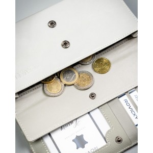 Skórzany, wielokolorowy portfel damski w kwiaty, wyposażony w system RFID - 4U Cavaldi