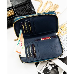 Portfel damski Peterson – wnętrze z przegródkami na karty i dokumenty