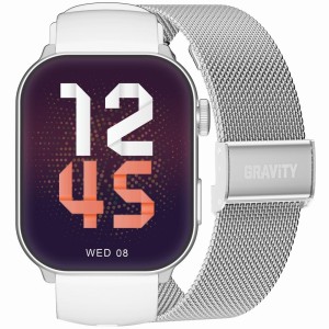 Smartwatch damski GRAVITY GT28-10 biało-srebrny widok z przodu
