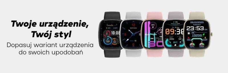 Smartwatch Damski GRAVITY GT18-7 Beżowy Pasek Silikonowy + Czarny Pasek