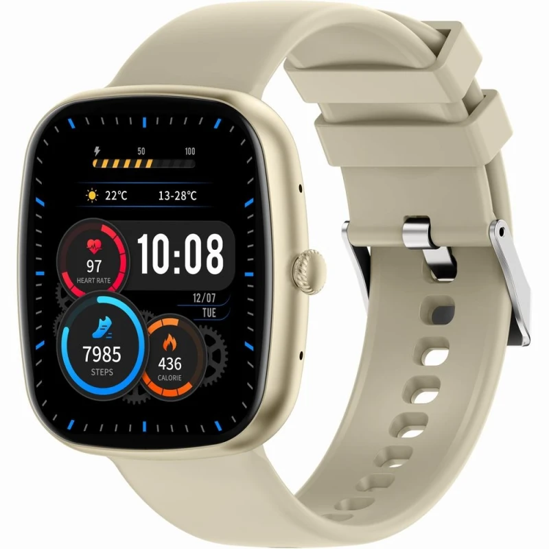 Smartwatch Damski GRAVITY GT18-7 Beżowy Pasek Silikonowy + Czarny Pasek
