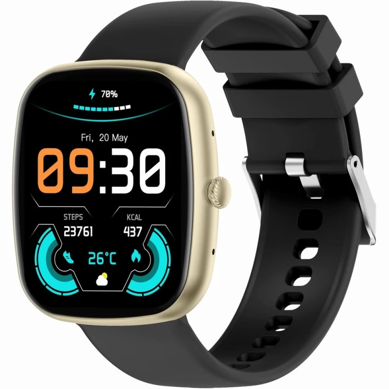 Smartwatch Damski GRAVITY GT18-7 Beżowy Pasek Silikonowy + Czarny Pasek