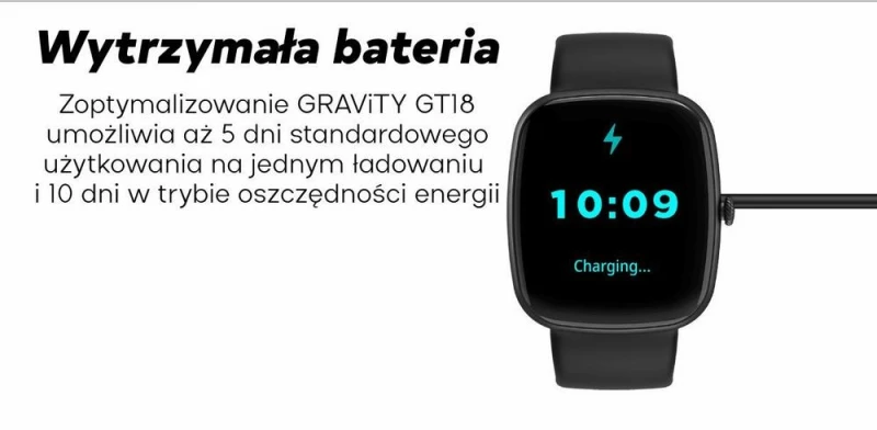 Smartwatch Damski GRAVITY GT18-1 Różowy Pasek Silikonowy + Czarny Pasek