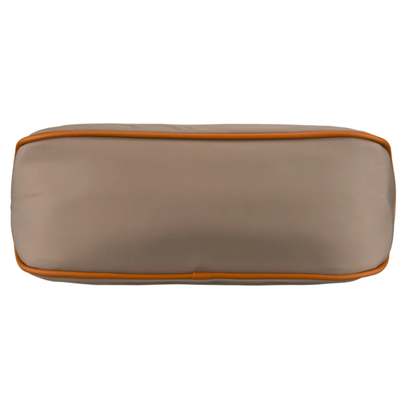 Miejska torebka damska z poliestru i skóry ekologicznej w beżowym kolorze, jednokomorowa i zamykana suwakiem - Peterson