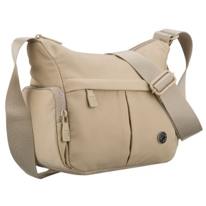 Miejska llistonoszka damska z poliestru w kolorze ecru zamykana suwakiem - Peterson